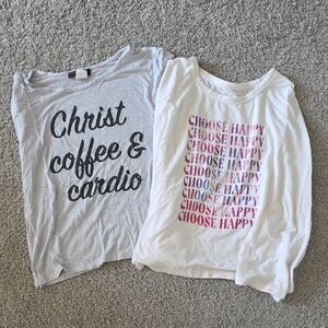 Women’s Workout Graphic Tee Bundle | Old Navy “Choose Happy” & Faith Fitness Tee
